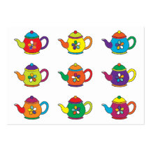 COLORFUL TEAPOTS BUSINESS CARD TEMPLATE