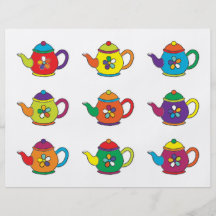 COLORFUL TEAPOTS PERSONALIZED FLYER