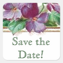 Colorful Vintage Inspired Save the Date Wedding Square Stickers