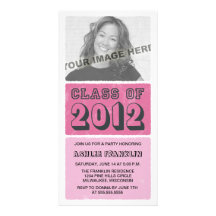 Colour Block 2012 Graduation Party Invites - pink Personalized Photo Card