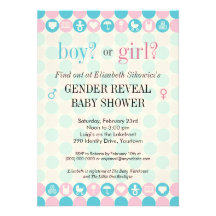 Colour Dots Gender Reveal Baby Shower Custom Announcement