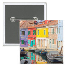Colour houses in Venice island Burano Italy Button