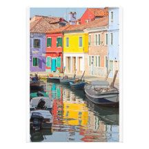 Colour houses in Venice island Burano Italy Personalized Announcement