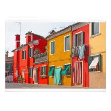 Colour houses in Venice island Burano Italy Personalized Invites