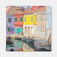 Colour houses in Venice island Burano Italy Refrigerator Magnets