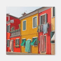 Colour houses in Venice island Burano Italy Fridge Magnets