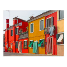Colour houses in Venice island Burano Italy Postcards