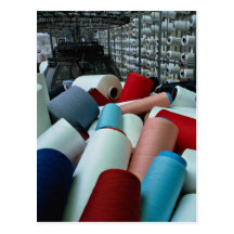 Coloured cottons, texture post card
