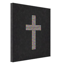 Coloured Gem Cross Canvas Print