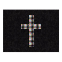 Coloured Gem Cross Post Card