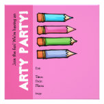 Coloured Pencils pink Party Invitation