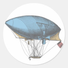 Coloured Vintage Airship Sticker