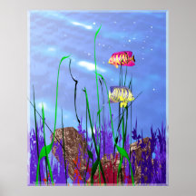 Colourful 3d Angelfish Poster