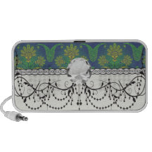 colourful a touch of peacock damask design 2 travelling speakers