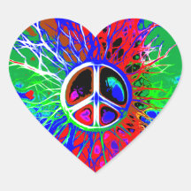 Colourful Abstract Peace Sign Heart Sticker