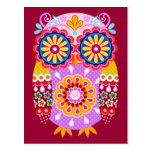 Colourful Abstract Retro Owl Postcards