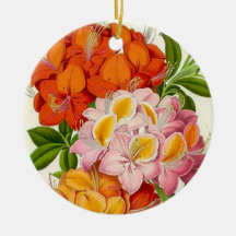 Colourful Azaleas in Pink, Orange and Gold Christmas Tree Ornaments