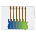 Colourful Bass Guitars Greeting Cards