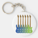 Colourful Bass Guitars Key Chains