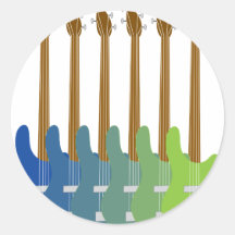 Colourful Bass Guitars Stickers