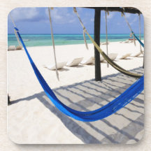 Colourful Beach Hammocks Cozumel Mexico Coaster