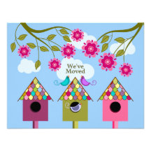 Colourful Birds Moving Announcement