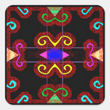 Colourful Black Geometric Mexican Style Stickers