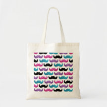 Colourful bling moustache pattern (Faux glitter) Tote Bag