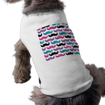 Colourful bling moustache pattern (Faux glitter) Dog T Shirt