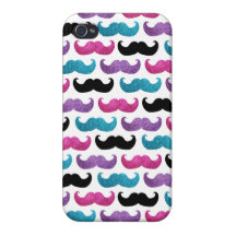 Colourful bling moustache pattern (Faux glitter) iPhone 4 Cover