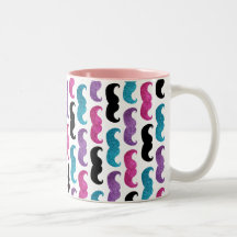 Colourful bling moustache pattern (Faux glitter) Mug