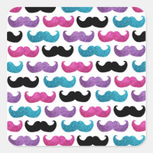Colourful bling moustache pattern (Faux glitter) Sticker