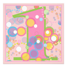 Colourful Bubbles 1st Birthday Party Invitation