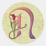Colourful Calla Initial N Round Sticker
