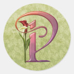 Colourful Calla Initial P Round Sticker