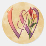 Colourful Calla Initial W Round Stickers