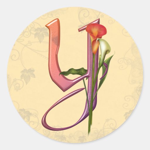 Colourful Calla Initial Y Round Sticker