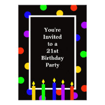 Colourful Candles 21st Birthday Party Invitation