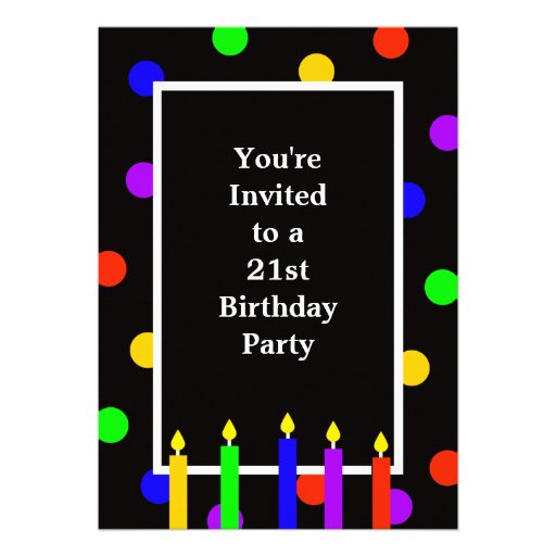 Colourful Candles 21st Birthday Party Invitation