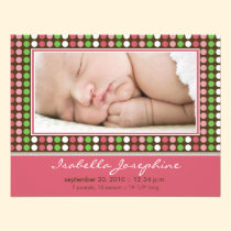 Colourful Candy Dots Birth Announcement (pink) invitations
