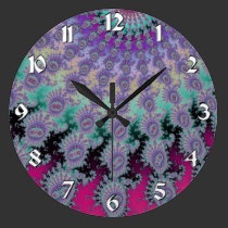 Colourful Cascading Abstract Fractal Clock wall clocks