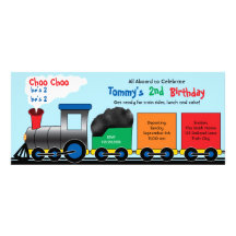 Colourful Choo Choo Train Birthday Invitation