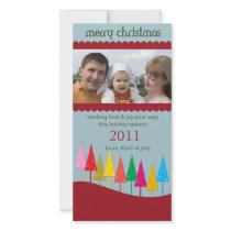Colourful Christmas Trees - holiday photocards Photo Greeting Card