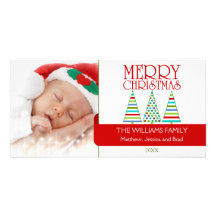 Colourful Christmas Trees Photo Cards