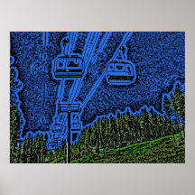 Colourful Colorado ski lift Print