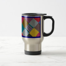 Colourful cosy knitted wool pattern mugs