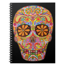 Colourful Day of the Dead Sugar Skull Notebook