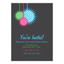 Colourful Disco Ball Party Announcement