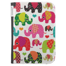 Colourful elephant kids pattern kindle case