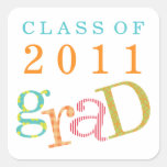 Colourful excitement class of graduation gift tag stickers